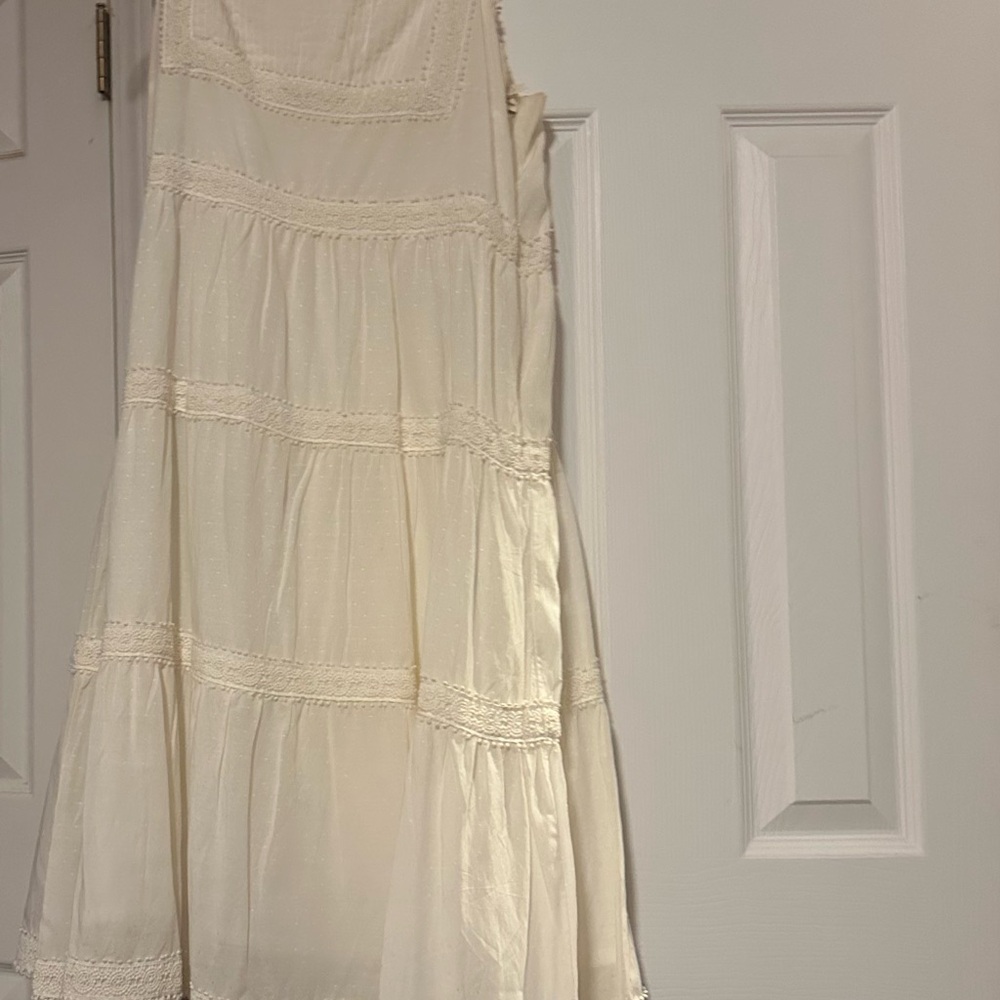 Cream Sleeveless Tiered Dress